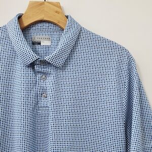 PGA Tour Pro Series Blue Grid Golf Polo Shirt XXL